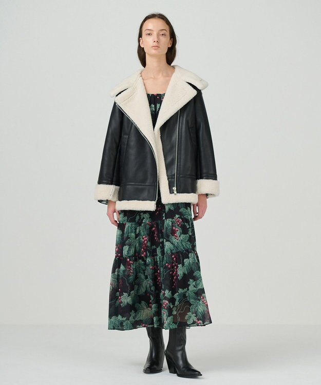 GRACE CONTINENTAL フェイクムートンフライトジャケット ブラック