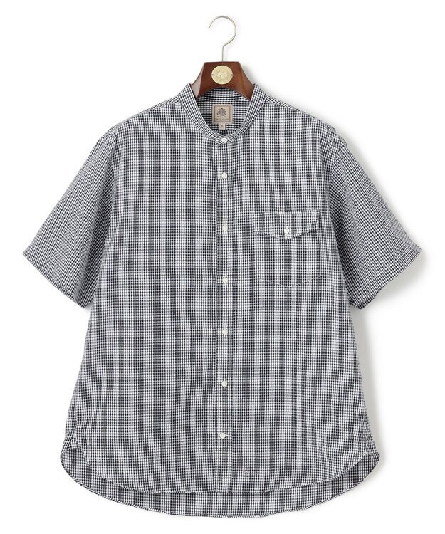 J.PRESS MEN 【KING SIZE】【吸水速乾 / 接触冷感 / 高通気性 / ウォッシャブル】【AERO WAVE SUCKER】バンドカラーチェック シャツ ホワイト系3