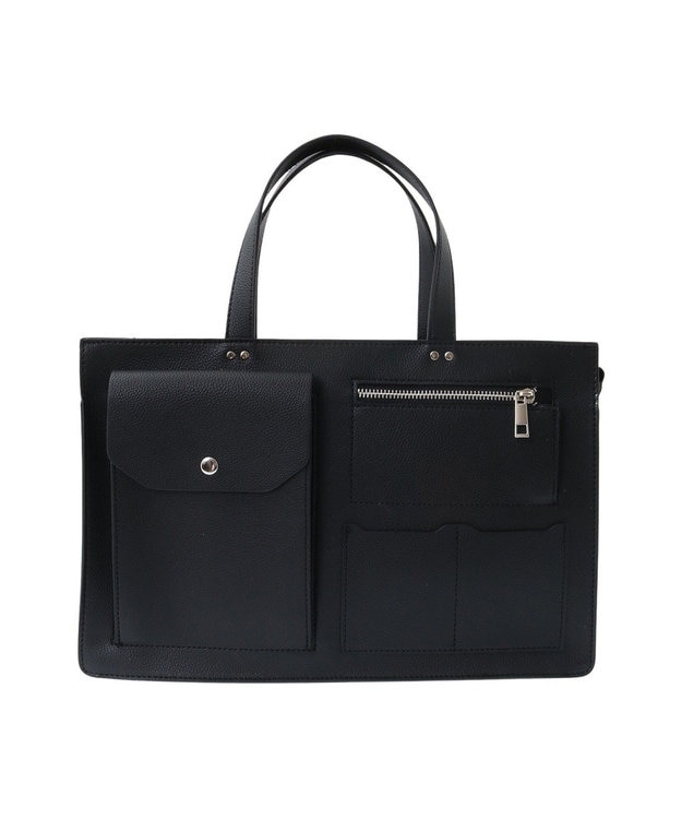 AMERICAN HOLIC マルチポケットスクエアＡ４ショルダートートバック Black