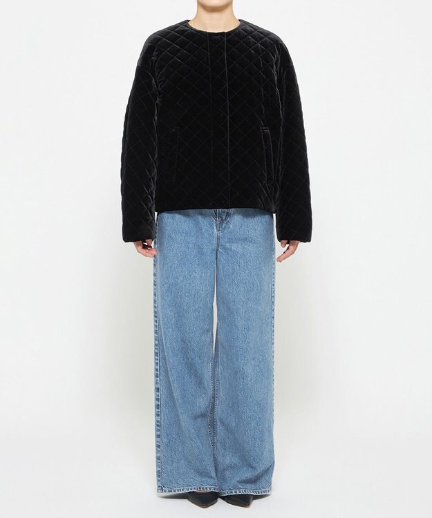 uncrave ベロア キルティング ブルゾン（uncrave WHITE） ブラック