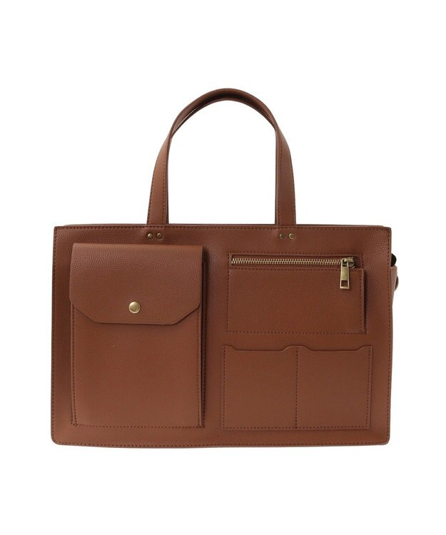 AMERICAN HOLIC マルチポケットスクエアＡ４ショルダートートバック Camel
