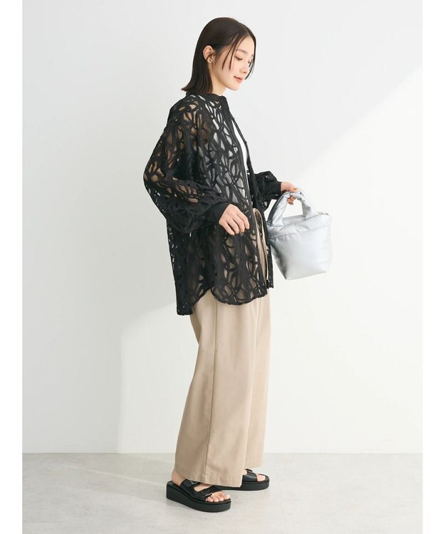 Green Parks ・ＥＬＥＮＣＡＲＥ　ＤＵＥ　レースバンドカラーブラウス Black