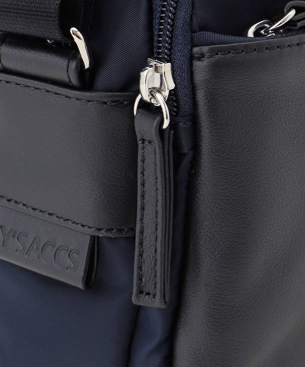 Y'SACCS ナイロン×牛革コンビシリーズ　横型ショルダーバッグ　SSサイズ ネイビー