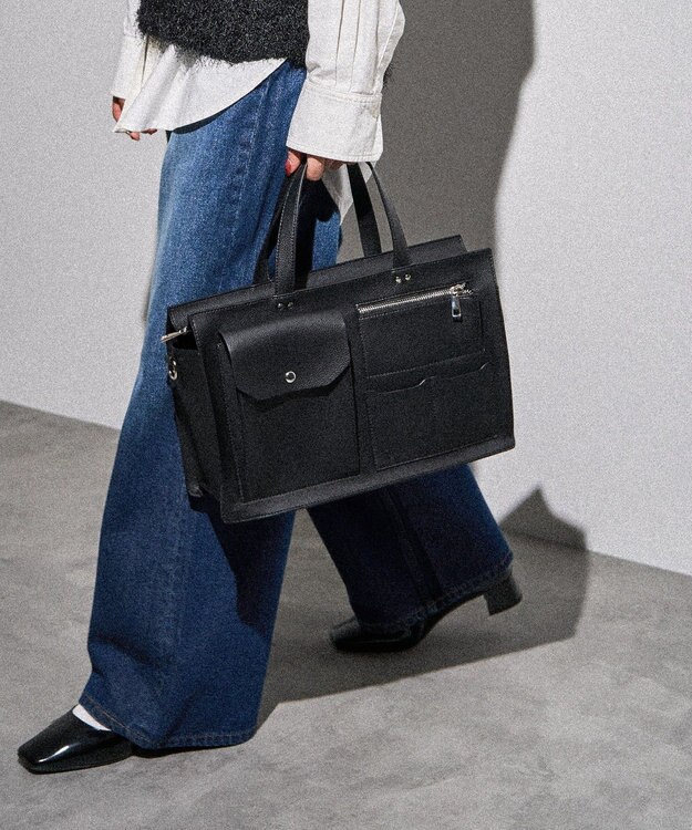 AMERICAN HOLIC マルチポケットスクエアＡ４ショルダートートバック Black