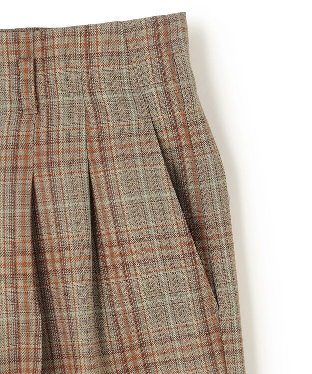 BEIGE， SELMA / チェックウールハイウエストタックパンツ Camel × Nude