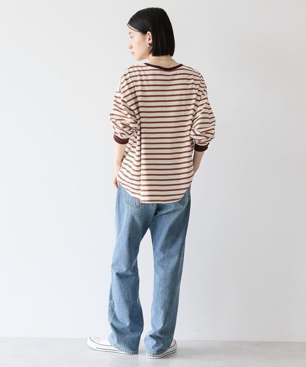 AMERICAN HOLIC ドロップショルダーカットプルオーバー Border Ivory