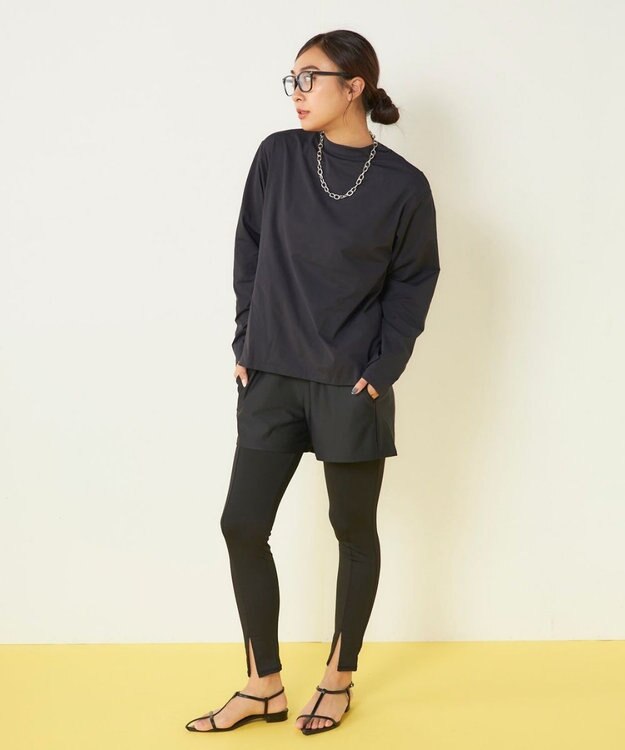 OP／FILA 【ocean pacific】モックネックラッシュガード付き 水着5点セット ブラック