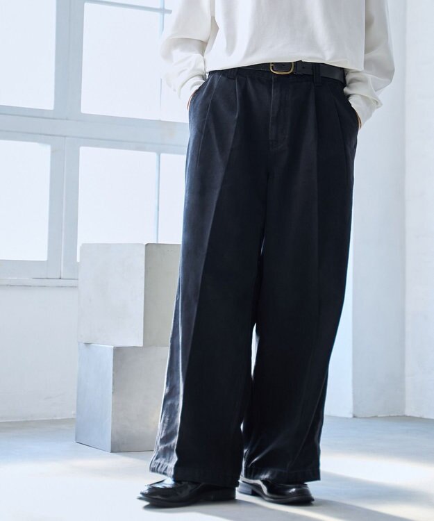 WEGO 【ウエストゴム】スーパーバギーデニムスラックス ブラック