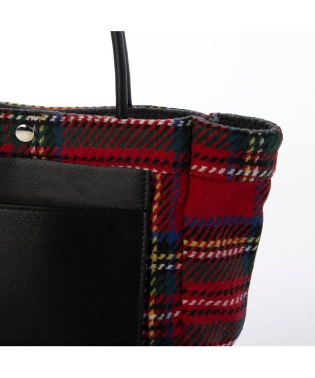 UNBILLION VERYコラボ カシュカシュ cachecache / ウールリバーシブルチェックトートバッグ レッド