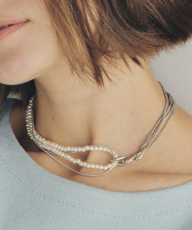 YECCA VECCA パールチェーンショートネックレス Silver