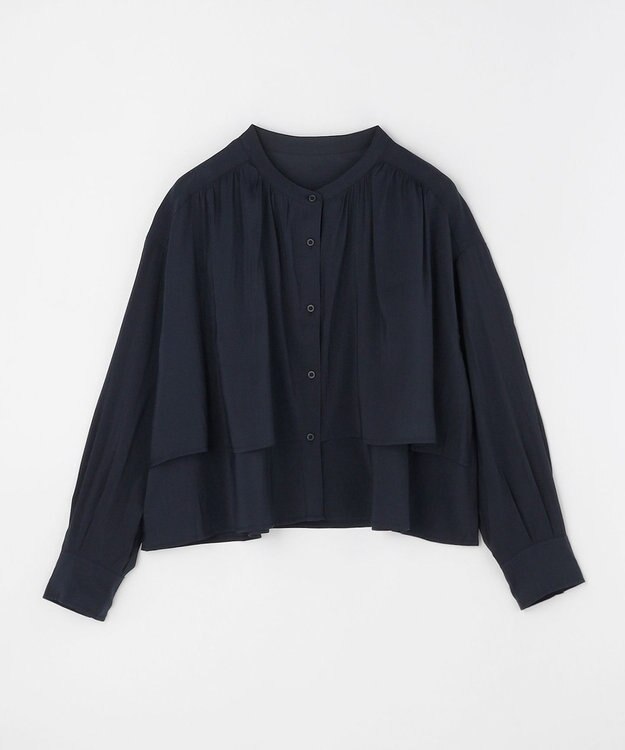 ANY ラッフルクロップドシャツ ネイビー