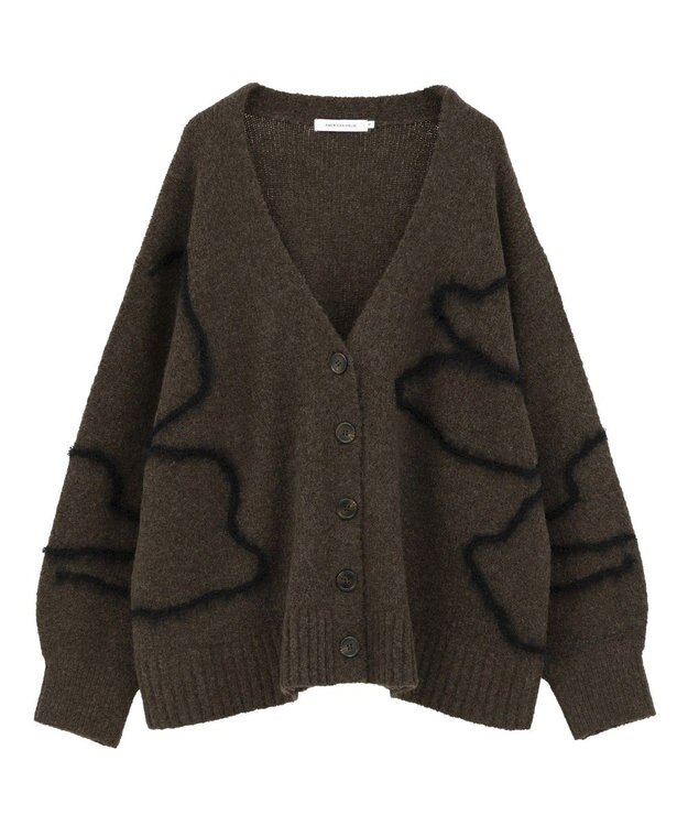 AMERICAN HOLIC ニュアンスライン柄Ｖネックカーディガン Black