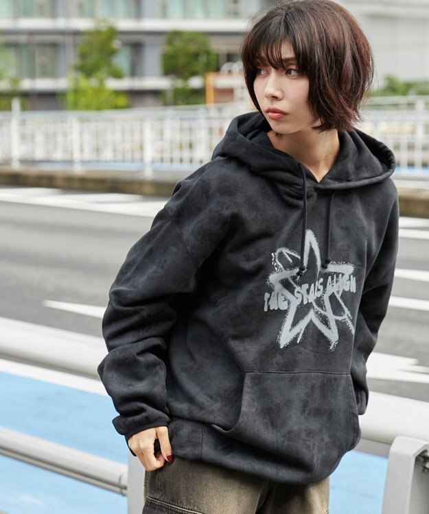 WEGO 【ユニセックス着用ITEM】スノーダイグラフィックビッグパーカー ブラック