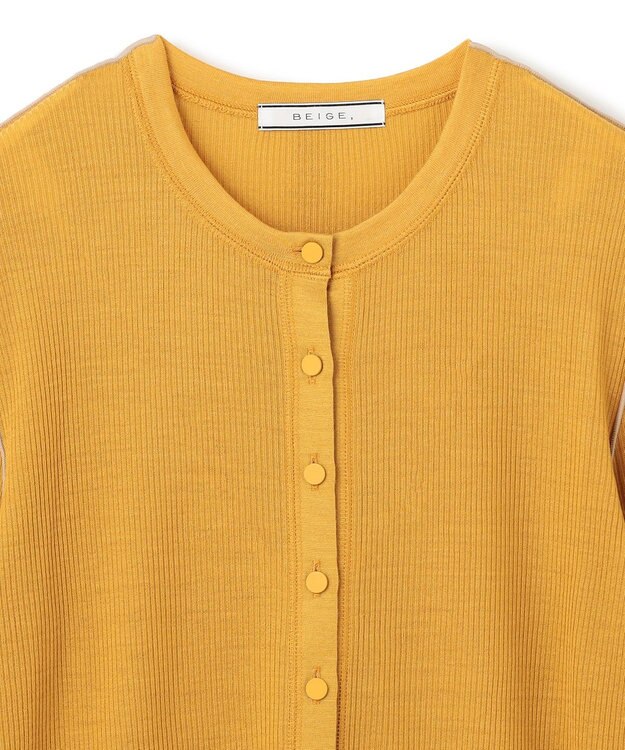 BEIGE， 【洗える・GISELe 10月号掲載】FORD / ウール配色メローヘンリーネックカットソー Mustard