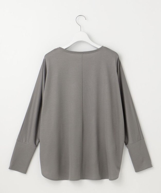 自由区 【洗える】ブラウスライクジャージー カットソー ライトスチール