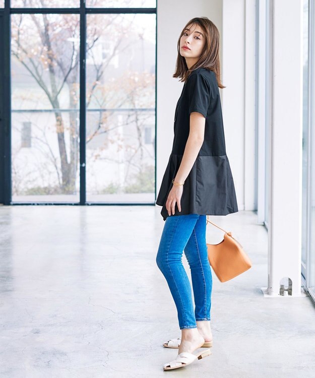 Tiaclasse 【洗える】イレギュラーヘムチュニックブラウス ブラック×ブラック