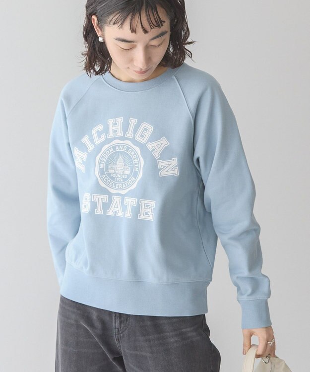 AMERICAN HOLIC ＭＩＣＨＩＧＡＮ　ラグランスウェット Sax