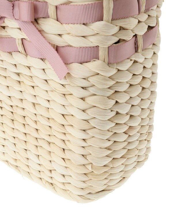 Maison de FLEUR フリルハンドルメイズリボンカゴバッグ Pink Beige