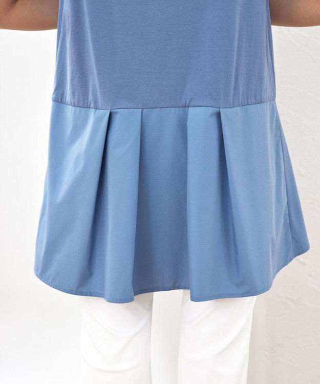 Tiaclasse 【洗える】イレギュラーヘムチュニックブラウス ブルー×ブルー