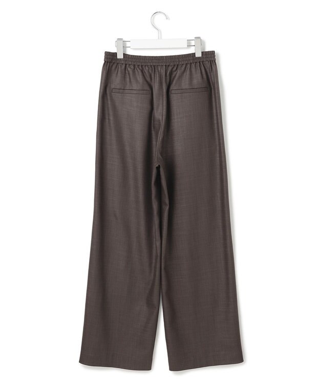 23区 【接触冷感/UVカット/洗える】ドライスラブストレッチ ワイド パンツ ダークブラウン系