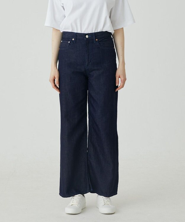 caqu FS linen wide flare リネンワイドフレアデニム rinse