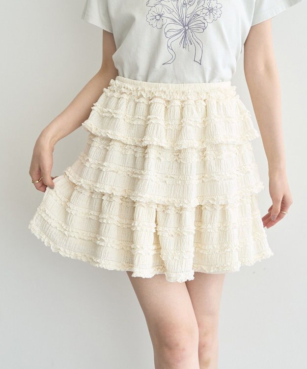 earth music&ecology 【2WAY】フリフリミニスカート Ivory