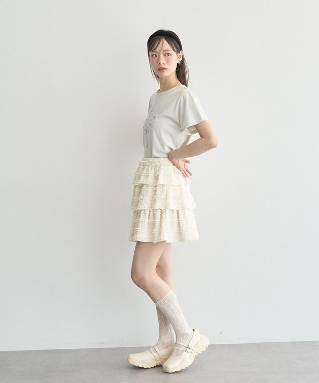 earth music&ecology 【2WAY】フリフリミニスカート Ivory