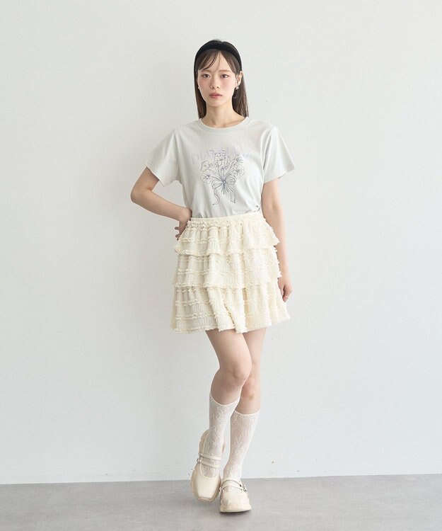 earth music&ecology 【2WAY】フリフリミニスカート Ivory
