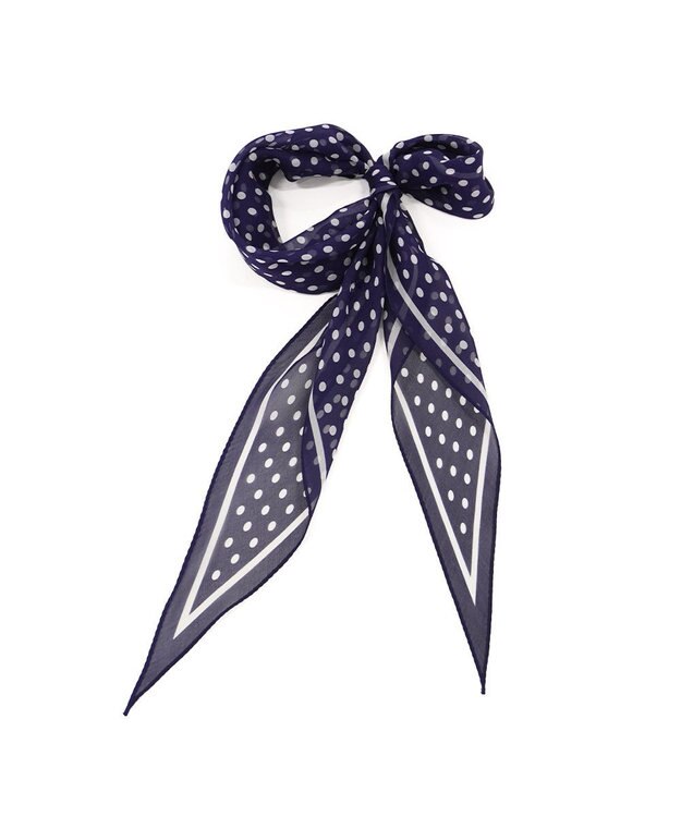 Marca ＜洗えるシルク＞ドット 菱形スカーフ Marcaオリジナル ウォッシャブルシルクローン ネイビー