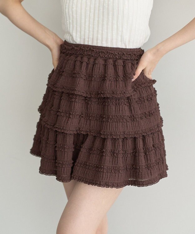 earth music&ecology 【2WAY】フリフリミニスカート Brown