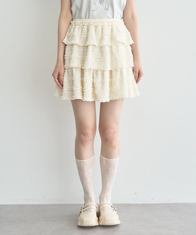 earth music&ecology 【2WAY】フリフリミニスカート Ivory