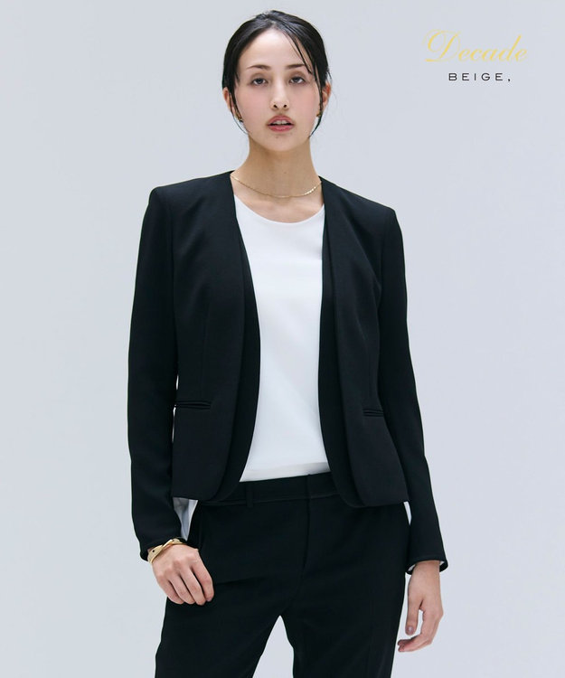 BEIGE, 【洗える・VERY NaVY 11月号掲載】CINDY / ダブルカラージャケット Black x Black