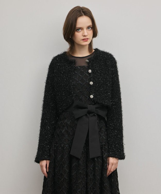 GRACE CONTINENTAL フェザーショートボレロ ブラック