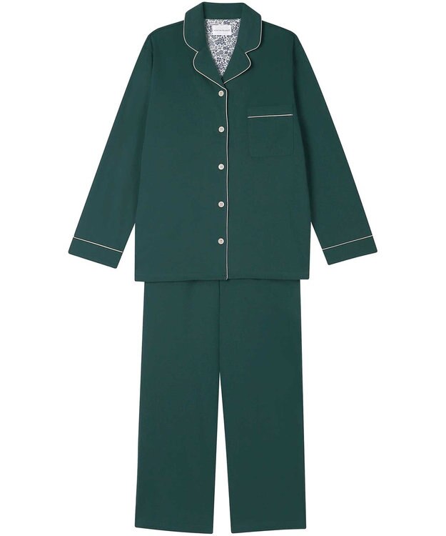 une nana cool 【綿100%】なめらかハイゲージ天竺パジャマ MADE WITH LIBERTY FABRIC グリーン