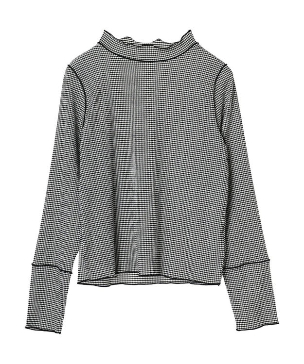 Green Parks 表面感ハイネックプルオーバー Gingham Check