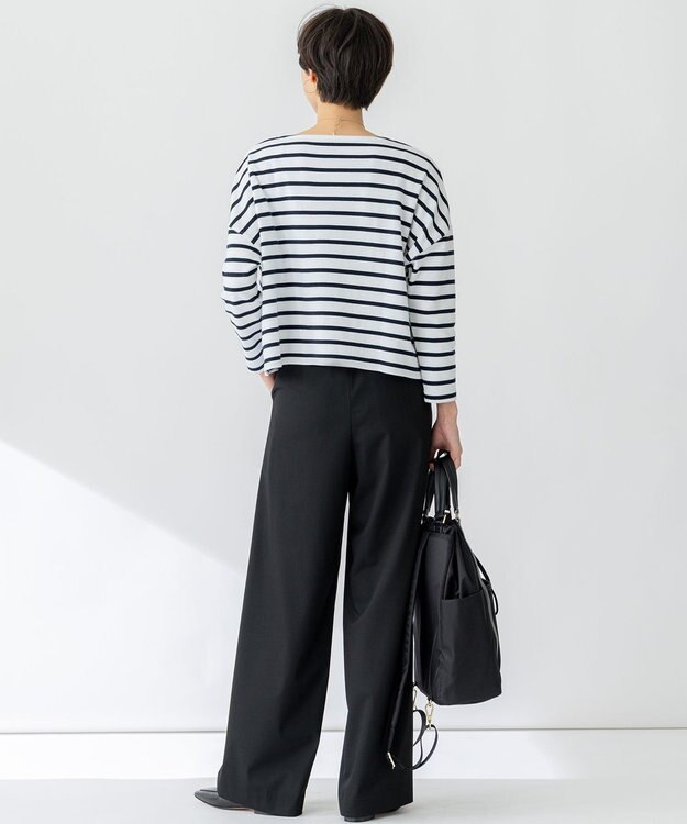 23区 L 【Oggi3月号掲載/セットアップ対応】ライトクロス ワイドパンツ ブラック系