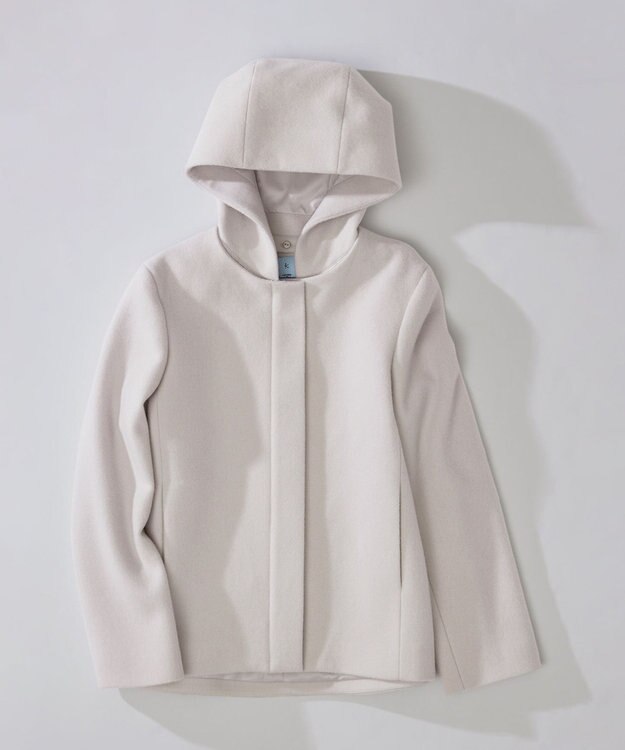 組曲 S 2WAYショートビーバー フーテッドコート ライトグレー系