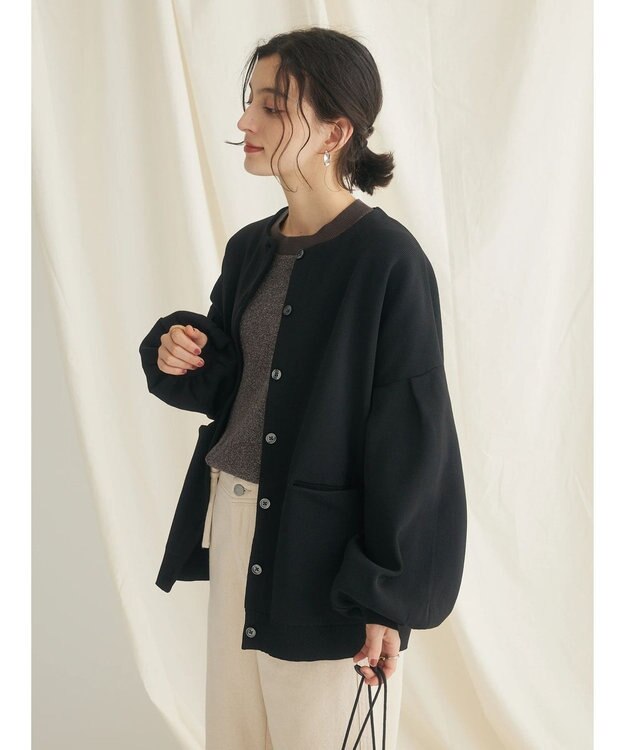 CRAFT STANDARD BOUTIQUE リサイクルポリエステルニットカーディガン Black
