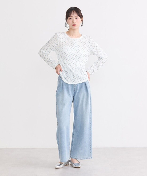 earth music&ecology アイレットジャカードタイトプルオーバー Blue