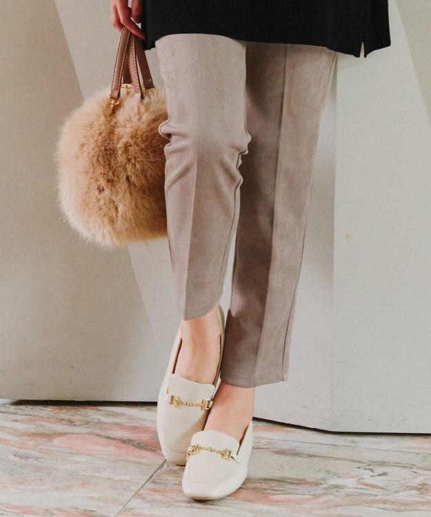 Tiaclasse 【洗える】スエードポンチテーパードパンツ グレージュ