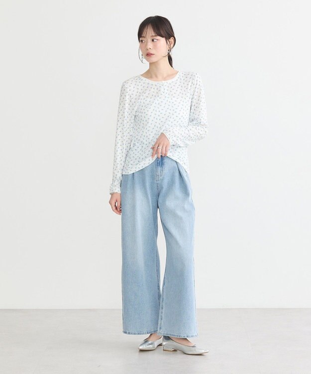 earth music&ecology アイレットジャカードタイトプルオーバー Blue