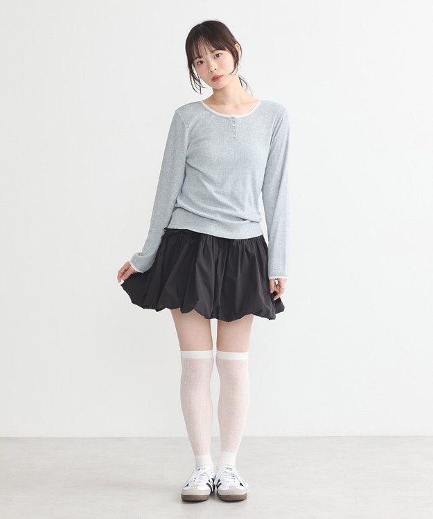 earth music&ecology アイレットジャカードタイトプルオーバー Gray