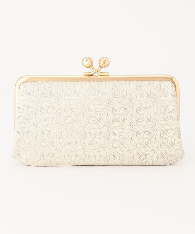 UNBILLION perche 抗菌レザー型押しがま口長財布 アイボリー