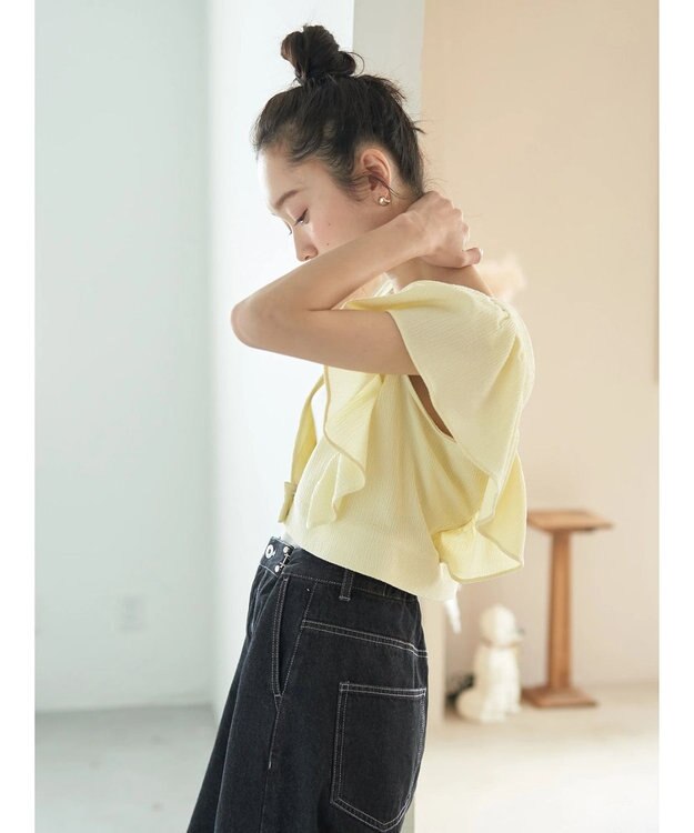 earth music&ecology ＳＥＴ２点　フリルショルダーツーピースワンピース Yellow