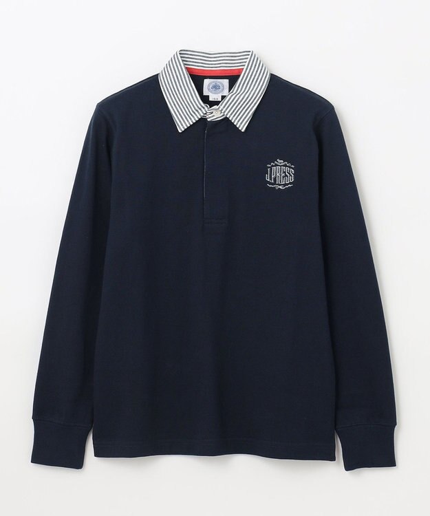 J.PRESS KIDS 【140-170cm】柄襟ラガー 長袖ポロシャツ ネイビー系