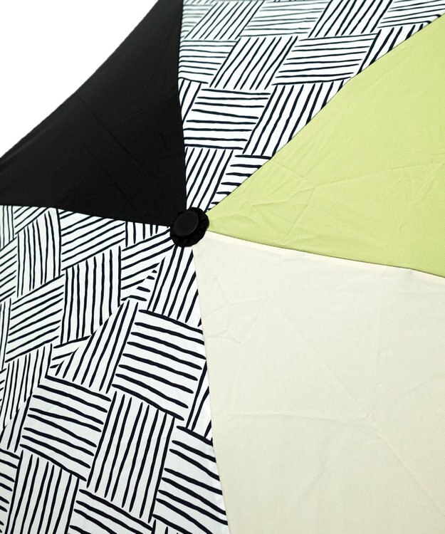 +RING 【UVカット95%以上】【UPF50＋】プラスリング レディース向け 晴雨兼用 折傘 BLK/WHT T1307 白～オフホワイト