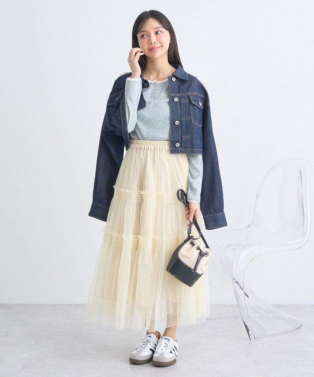 earth music&ecology アイレットジャカードタイトプルオーバー Gray