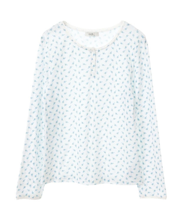 earth music&ecology アイレットジャカードタイトプルオーバー Blue