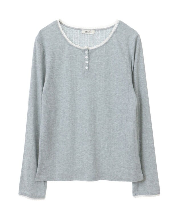 earth music&ecology アイレットジャカードタイトプルオーバー Gray