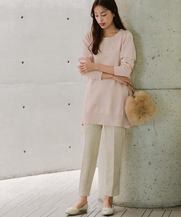 Tiaclasse 【洗える】スエードポンチテーパードパンツ アイボリー